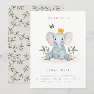 Carte De Remerciements Bébé mignon Foliage éléphant N'importe quel âge An