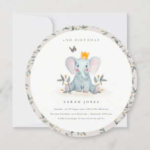 Carte De Remerciements Bébé mignon Foliage éléphant N'importe quel âge An