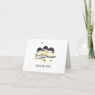 Carte De Remerciements Bébé mignon oiseau 3 poulets sur la branche de l'a