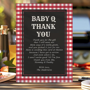 Carte De Remerciements Bébé Q Barbeque Rustique Pays Baby shower Rouge
