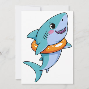 Carte De Remerciements Bébé Requin Mignon Avec Flotteur Enfants