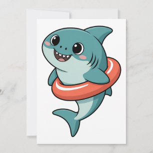 Carte De Remerciements Bébé Requin Mignon Avec Flotteur Enfants
