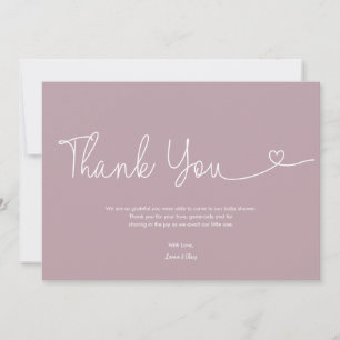 Carte De Remerciements Bébé rose vif fille douche Script Coeur