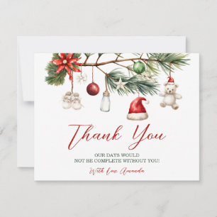 Carte De Remerciements Bébé Santa Fête de Noël Baby Shower