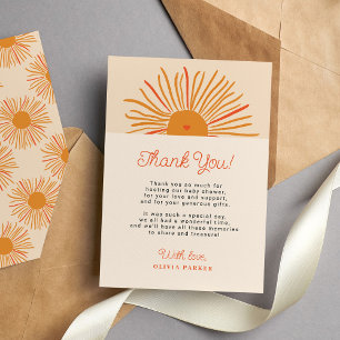 Carte De Remerciements Bébé soleil douche voici venir le fils boho rétro