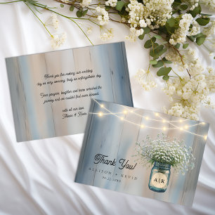 Carte De Remerciements Bébé's Breath Mason Jar Rustic Mariage
