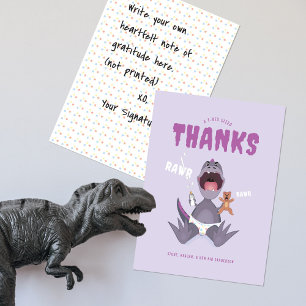 Carte De Remerciements Bébésaurus T-rex Violet