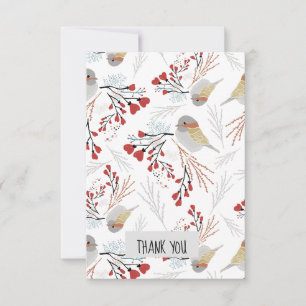 Carte De Remerciements Bécasseaux Doux Et Mignons Avec Coeurs