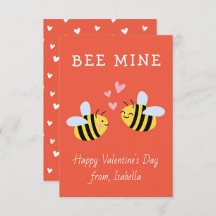 Carte De Remerciements BEE MINE Classroom valentine Red Note Card