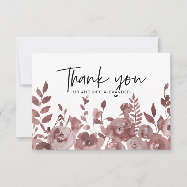 Carte De Remerciements Belle Aquarelle Mauve (Devant)