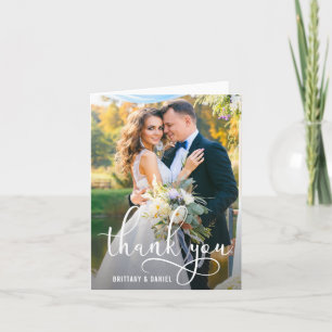 Carte De Remerciements Belle Calligraphie Script Mariage Photo Note