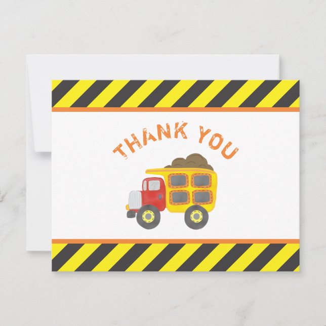 Carte De Remerciements Belle construction Anniversaire Fête Camion de vid (Devant)
