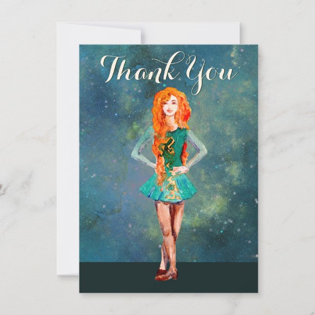 Carte De Remerciements Belle Danseur Irlandais Dance Dur Chaussure Dance  (Devant)