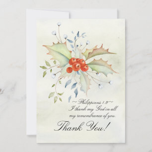 Carte De Remerciements Belle Écriture Inspirationnelle Noël Floral
