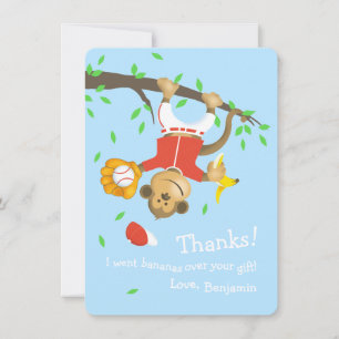 Carte De Remerciements Belle fête d'anniversaire du singe de baseball