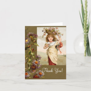 Carte De Remerciements Belle Fille Avec Panier