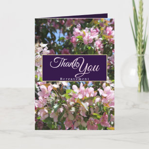 Carte De Remerciements Belle fleurs de cerisier rose pourpre Bereavement