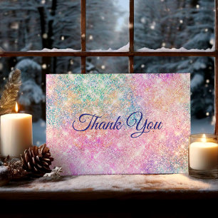 Carte De Remerciements Belle parties scintillant rose irisée