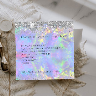 Carte De Remerciements Belle Parties scintillant Sparkly Je suis désolé C