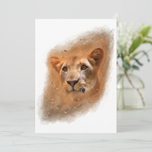 Carte De Remerciements Belle peinture aquarelle de lionne 