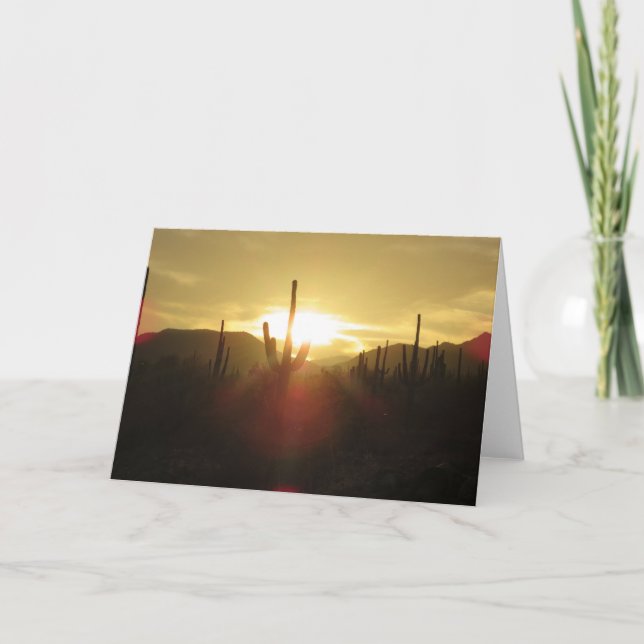 Carte De Remerciements Belle photo coucher de soleil dans le désert avec  (Devant)