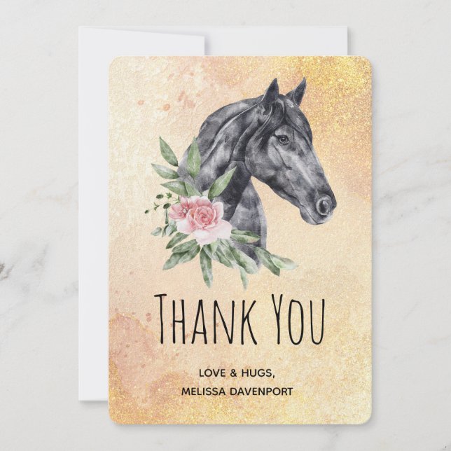 Carte De Remerciements Belle tête de cheval Portrait en Aquarelle (Devant)