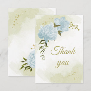 Carte De Remerciements belles fleurs bleues verdure botanique