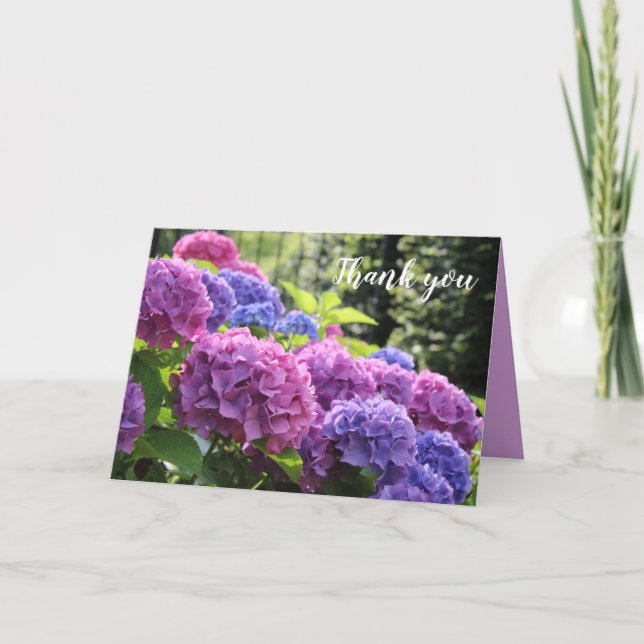 Carte De Remerciements Belles fleurs d'Hydrangée rose et bleu (Devant)