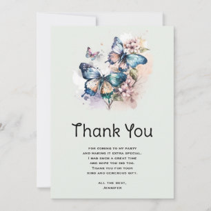 Carte De Remerciements Belles papillons et fleurs