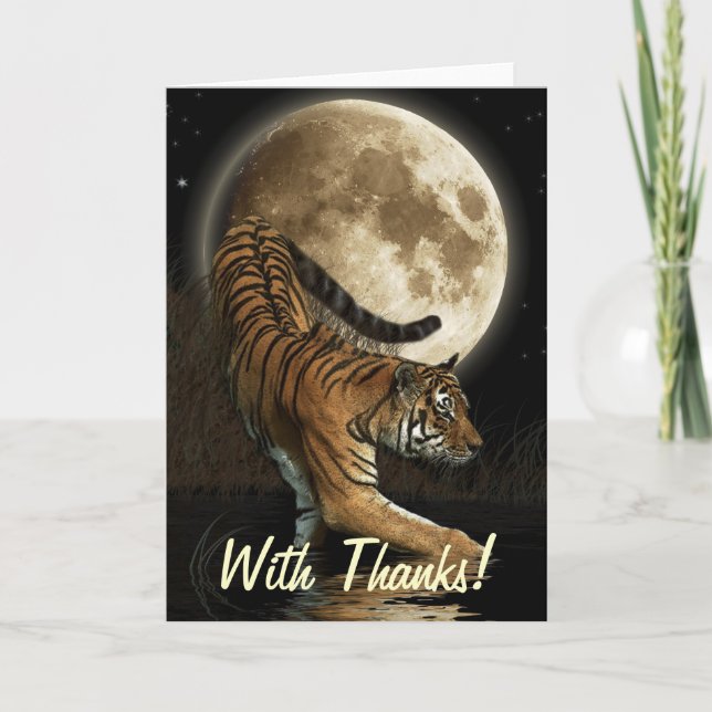 Carte De Remerciements Bengal TIGER, Moon Big Cat Wildlife Thank You Card (Devant)