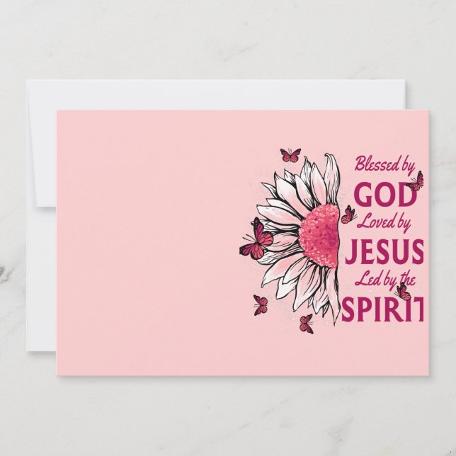 Carte De Remerciements Béni Par Dieu - Aimé Par Jésus Tournesol Rose (Devant)