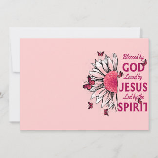 Carte De Remerciements Béni Par Dieu - Aimé Par Jésus Tournesol Rose