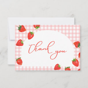 Carte De Remerciements Berry aux fraises d'anniversaire rose