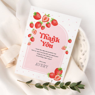 Carte De Remerciements Berry aux fraises mignonnes Premier 1er anniversai
