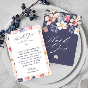 Carte De Remerciements Berry Baby shower doux Fleurs et baies sauvages