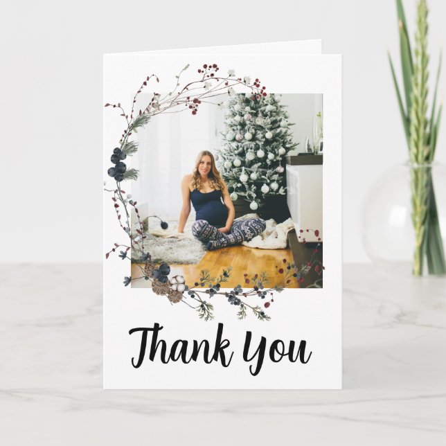 Carte De Remerciements Berry d'hiver Rustic Boho fleurs sauvages 2 photo (Devant)