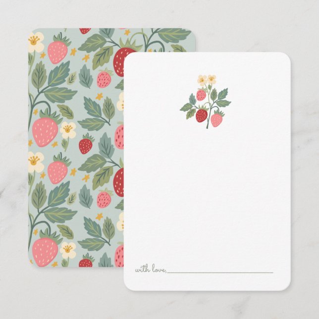 Carte De Remerciements Berry First Strawberry Bouquet Heure de naissance  (Devant / Derrière)