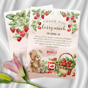 Carte De Remerciements Berry First Strawberry et Bear Anniversaire