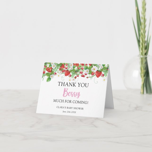 Carte De Remerciements Berry fraise Baby shower sucré (Devant)