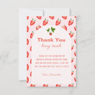 Carte De Remerciements Berry fraise Premier Anniversaire rose