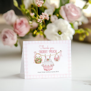 Carte De Remerciements Berry fraise Sweet moderne bébé fille douche