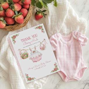Carte De Remerciements Berry fraise Sweet moderne bébé fille douche