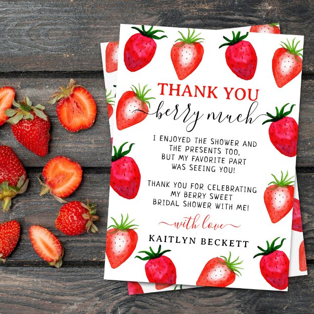 Carte De Remerciements Berry In Love Fête des mariées fraise (Créateur téléchargé)
