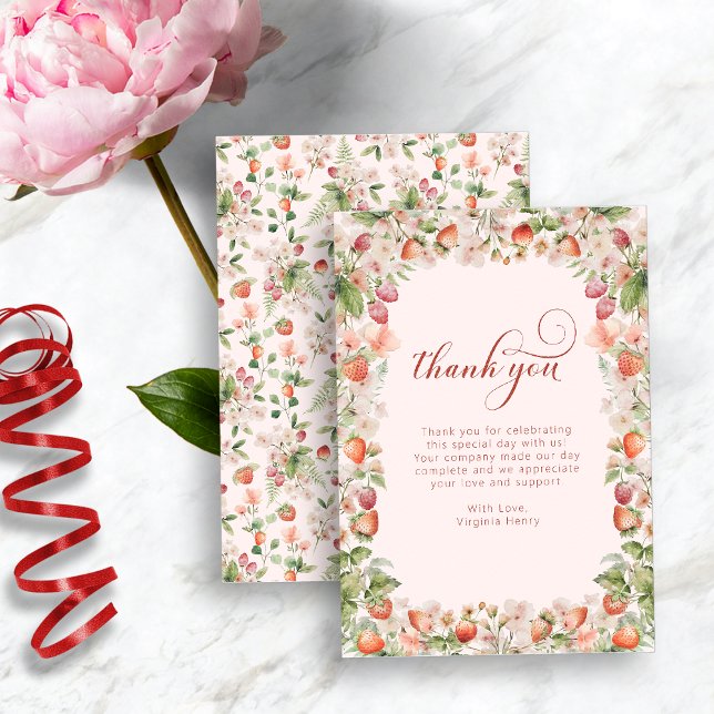 Carte De Remerciements Berry rose (Pink Berry First Thank You Card
)