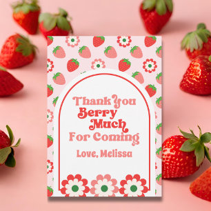 Carte De Remerciements Berry rouge rose mignon Premier anniversaire