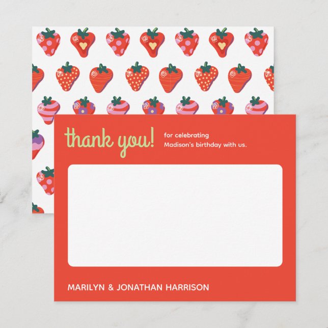 Carte De Remerciements Berry Special Strawberry Anniversaire (Devant / Derrière)