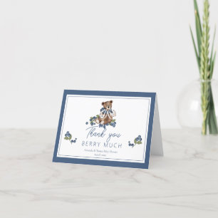 Carte De Remerciements Berry Sweet Blueberry Ours bébé Garçon Douche