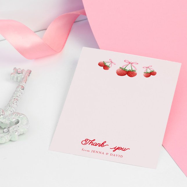 Carte De Remerciements Berry Sweet Coquette Bow Baby shower (Créateur téléchargé)