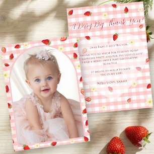 Carte De Remerciements Berry Sweet Strawberry 1er Anniversaire Photo