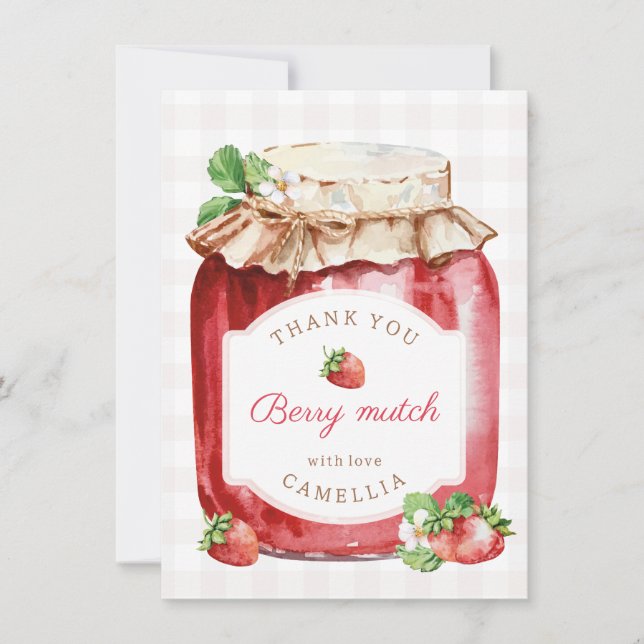 Carte De Remerciements Berry Sweet Strawberry Jam fête d'anniversaire (Devant)